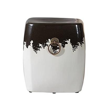 BUYYUB Ceramic Drum Stool, Black and White Retro Brass Ring Suitable for Garden Bedroom Terrace Decoration (Color… - brass garden stools - B09CGSKZZK