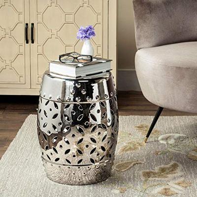 Safavieh Castle Gardens Collection Lattice Coin Ceramic Garden Stool, Silver - Decorating with a garden stool – How to accessorize garden stools