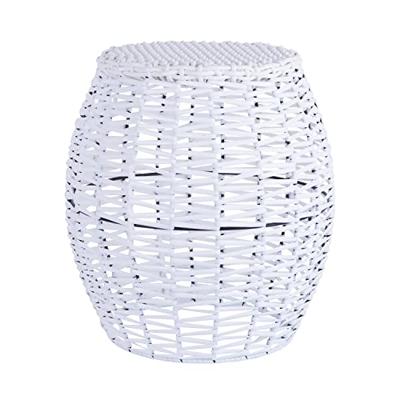 Garden Stool Colorful Indoor Outdoor Accent Side Table Storage Stool Basket,White Stool for Outdoor and Home - rattan garden stools - B0B4NRVV8B