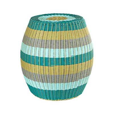 Garden Stool Colorful Indoor Outdoor Accent Side Table Storage Stool Basket,Green Accent Stool for Outdoor and Home - rattan garden stools - B0B4NTZQGY