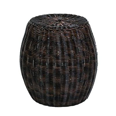 HomeView Design Round Handwoven Rattan Stool Side Table, Suitable for Garden, Backyard, Patio, or Bed Room, Living Room… - rattan garden stools - B0BB5YBY51