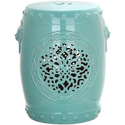 Safavieh Flower Drum Ceramic Decorative Garden Stool, Light Blue - safavieh garden stools - B00O58TF3G