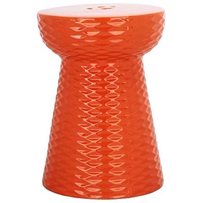 Safavieh Daphne Glazed Ceramic Decorative Garden Stool, Orange - safavieh garden stools - B00OFLNU7U