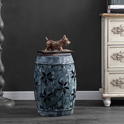 Safavieh ACS4588A Belna Cement Decorative Garden Stool, Antiqued Grey - safavieh garden stools - B083B13DQT