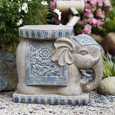 HCYY Elephant Garden Bench Statue Sculpture Stone Effect Garden Stool Pedestal Elephant Animal Garden Seat Patio Lawn - stone garden stools - B09JZGX63V