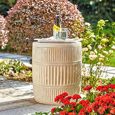 glitzhome Antique Decorative Garden Stool 18.5”H Heavy Duty Textured Accent Table Side Table Plant Stand for Garden… - terra cotta garden stools - B09NZYM7RN