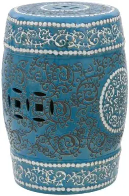 Blue and white oriental Chinoiserie Garden Stool