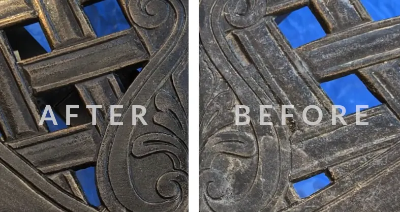 How to Restore Faded Cast Aluminum Patio Furniture - before after