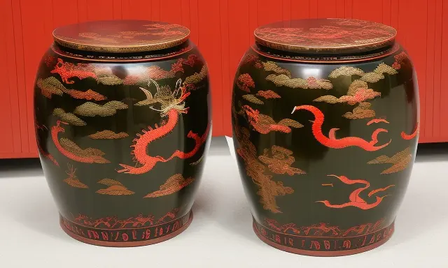 Two Dragon Garden Stools