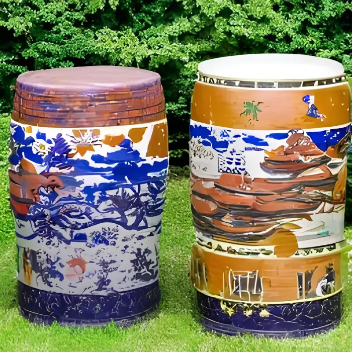 Unique garden stool ideas - two big japanese garden stools