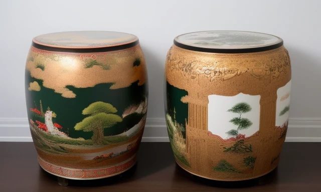 Unique garden stool ideas - two small japanese garden stools