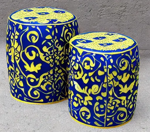 Unique garden stools ideas - blue yellow