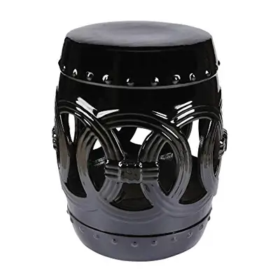 Abbyson Living Indoor/Outdoor Ceramic Garden Stool Decorative Side Table, Black - black ceramic garden stools - B086CFJTWN