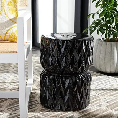 Safavieh Home Collection Pansy Black Ceramic Decorative Garden Stool ACS5212A - black ceramic garden stools - B08LHGLMPN