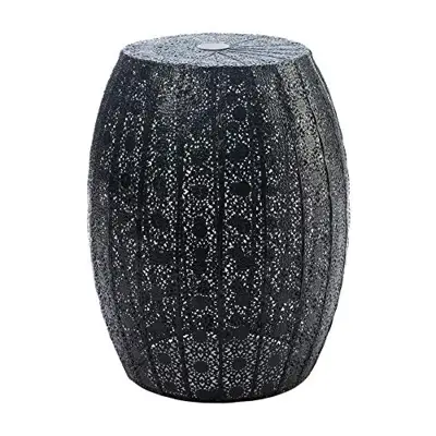 Accent Plus Black Moroccan Lace Stool 11x11x14.75 - black garden stools - B078FWFPQL