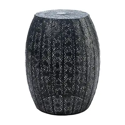 Portable Garden Stool, Modern Black Moroccan Lace Decorative Metal Garden Stool - black garden stools - B0794SWJ76