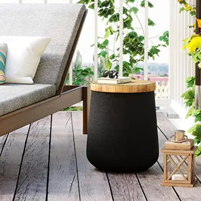 HOMPUS Concrete Outdoor Side Table Cylinder Shaped Round Coffee Table, Home Decor Plant Stand Outdoor Accent Table… - black garden stools - B09HPR6Q5V