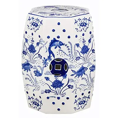 Cloud 9 Chinoiserie Blue Garden Stool - 13