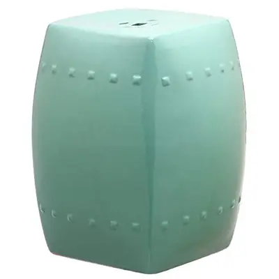 Safavieh Villa Glazed Ceramic Decorative Garden Stool, Light Blue - blue ceramic garden stools - B00R7RYD70