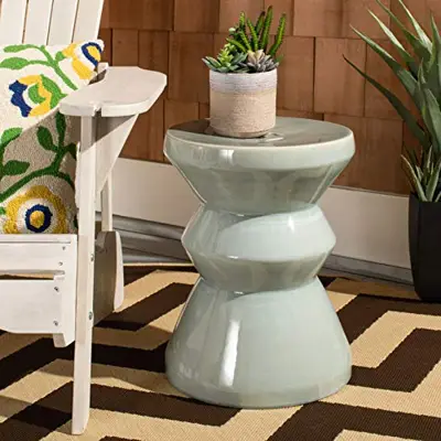 Safavieh ACS4576A Larsa Ceramic Decorative Garden Stool, 0, Blue - blue ceramic garden stools - B07XG66ZSZ