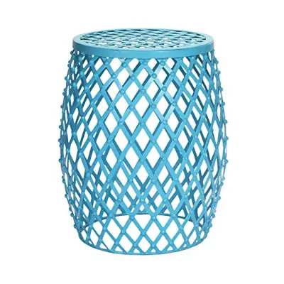 Furnistar Modern Home End Table,Garden Stool, Accent Table, Side Table or Plant Stand for Indoor/Outdoor-A Light Blue - blue garden stools - B09W8QTHSZ