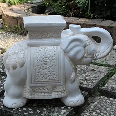 International Caravan Furniture Piece Large Porcelain Elephant Stool - ceramic elephant garden stools - B00WNX6RZ4