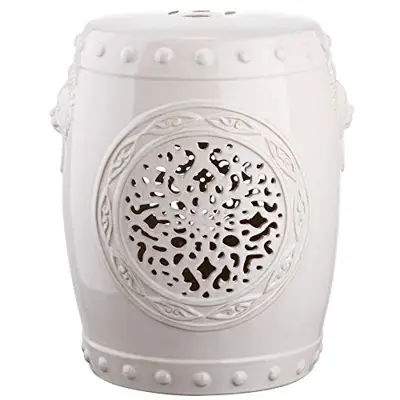 Safavieh Flower Drum Ceramic Decorative Garden Stool, Cream - cream ceramic garden stools - B00NOC6C8K