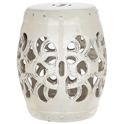 Safavieh Imperial Vine Ceramic Decorative Garden Stool, Cream - cream ceramic garden stools - B00YB33OFU