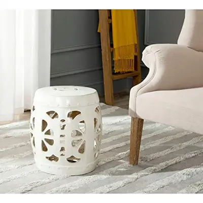 Safavieh Stencil Blossom Ceramic Decorative Garden Stool, Cream - cream garden stools - B00OO77MUQ