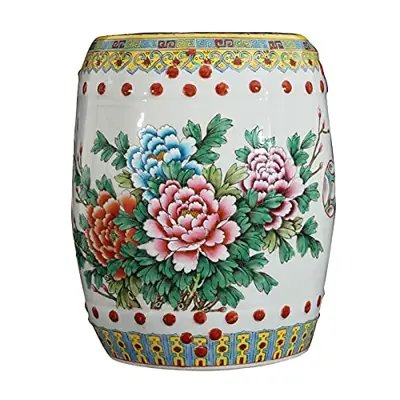 Ceramic Decorative Garden Stool, Hand-Painted Pastel Art Ceramic Stool, Suitable for Living Room, Terrace, Garden, Etc. - floral garden stools - B09GNH223S