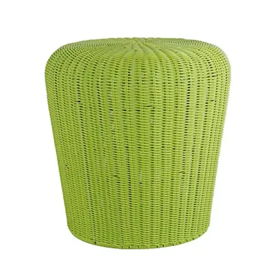 DUSVALLY Wicker Garden Stool Outdoor Wicker Patio Stool,Wicker Accent Side Table Storage Stool Basket,Green Outoor Patio… - garden stools with storage - B0B4NT5GTG