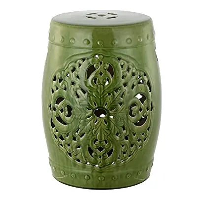 Safavieh Flora Glazed Ceramic Decorative Garden Stool, Spring Green - green ceramic garden stools - B00O7GBV4W