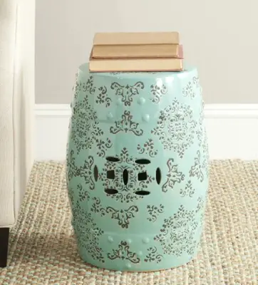 Safavieh Medallion Ceramic Decorative Garden Stool, Light Blue - light blue ceramic garden stools - B00COFS1JQ