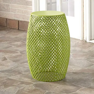 The Lakeside Collection Metal Outdoor Garden Stool, Accent Table, Side Table, or Plant Stand - Avocado Green - lime green garden stools - B08K9BJ7D6