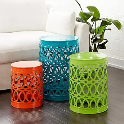 Deco 79 Metal Indoor Outdoor Nesting Accent Table with Carved Trellis Design, Set of 3 22