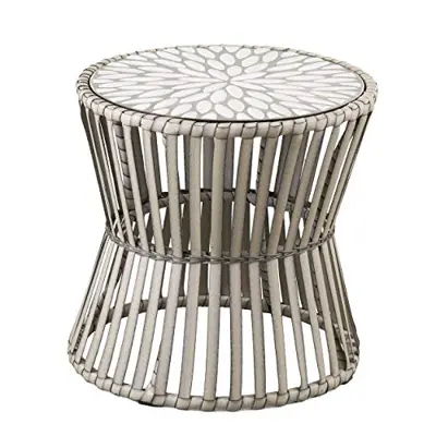 SEI Furniture Melilani Outdoor end Table, Natural, Gray - metal garden stools - B083L1CDR8