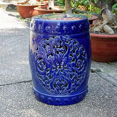 International CaravanInternational Caravan Isfahani Garden Stool - navy garden stools - B07CN7Q5JB