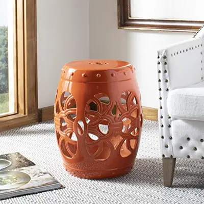 Safavieh Imperial Vine Ceramic Decorative Garden Stool, Orange - orange garden stools - B00N0IX3AS