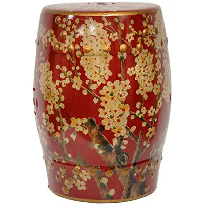 Oriental Furniture Sakura Blossom Garden Stool - red garden stools - B0061NKMZS