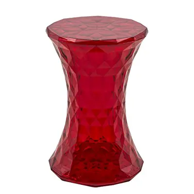 LeisureMod Diamond Shaped Modern Vanity Clio Stool/Side Table Indoor and Outdoor Use (Red) - red garden stools - B01I3UMYHK