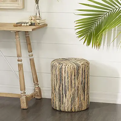 Deco 79 Banana Leaf Cylinder Accent Table, 15