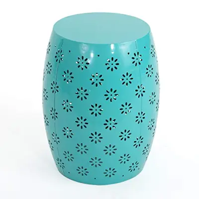 Christopher Knight Home Zula Lace Cut Iron Accent Table, Teal - teal garden stools - B074KQ2BW1