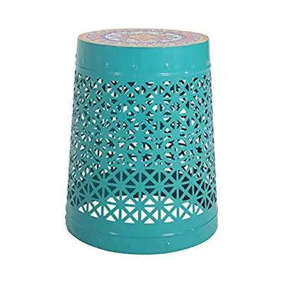 Christopher Knight Home Kenneth Outdoor Lace Cut Side Table with Tile Top, Teal - teal garden stools - B089Q2FHWY