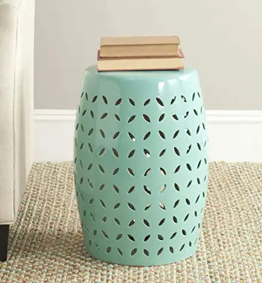 Safavieh Lattice Petal Ceramic Decorative Garden Stool, Robin's Egg Blue - turquoise & light blue garden stools - B00COFS03I