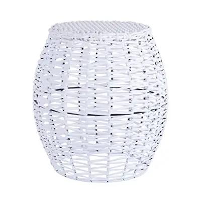 DUSVALLY Wicker Garden Stool White Outdoor Wicker Patio Stool,Wicker Accent Side Table Storage Stool Basket,White Outoor… - wicker garden stools - B0B4NRVV8B