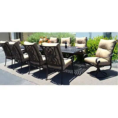 11 Pc Dining Set Cast Aluminum Patio Furniture Outdoor Santa Anita Chairs Extension Dining Table - 11-piece cast aluminum outdoor dining sets - B015CHDXIG