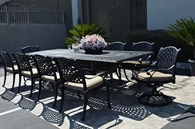 PatioLand Nassau Outdoor Patio 11pc Dining Set Extension 48