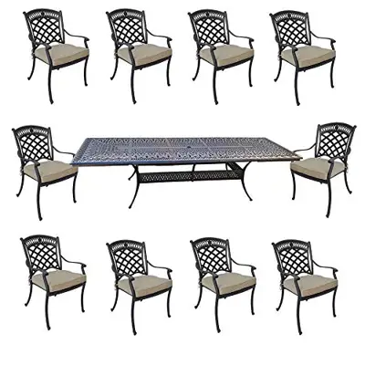 Sunvuepatio 10 Person Outdoor Dining Set Elisabeth cast Aluminum Patio Furniture. - 11-piece cast aluminum outdoor dining sets - B07P1M57QZ