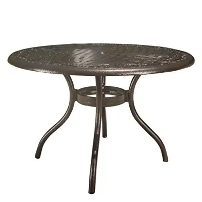 Christopher Knight Home Phoenix Cast Aluminum Round Table, Hammered Bronze, Dimensions: 47.75”L x 47.75”W x 30.00”H - 48 inch round cast aluminum patio tables - B07CGW19PQ