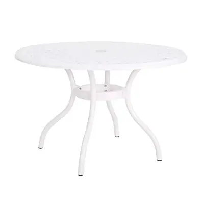 Christopher Knight Home Simon Outdoor Aluminum Round Dining Table, White - 48 inch round cast aluminum patio tables - B07DJ34QJ7